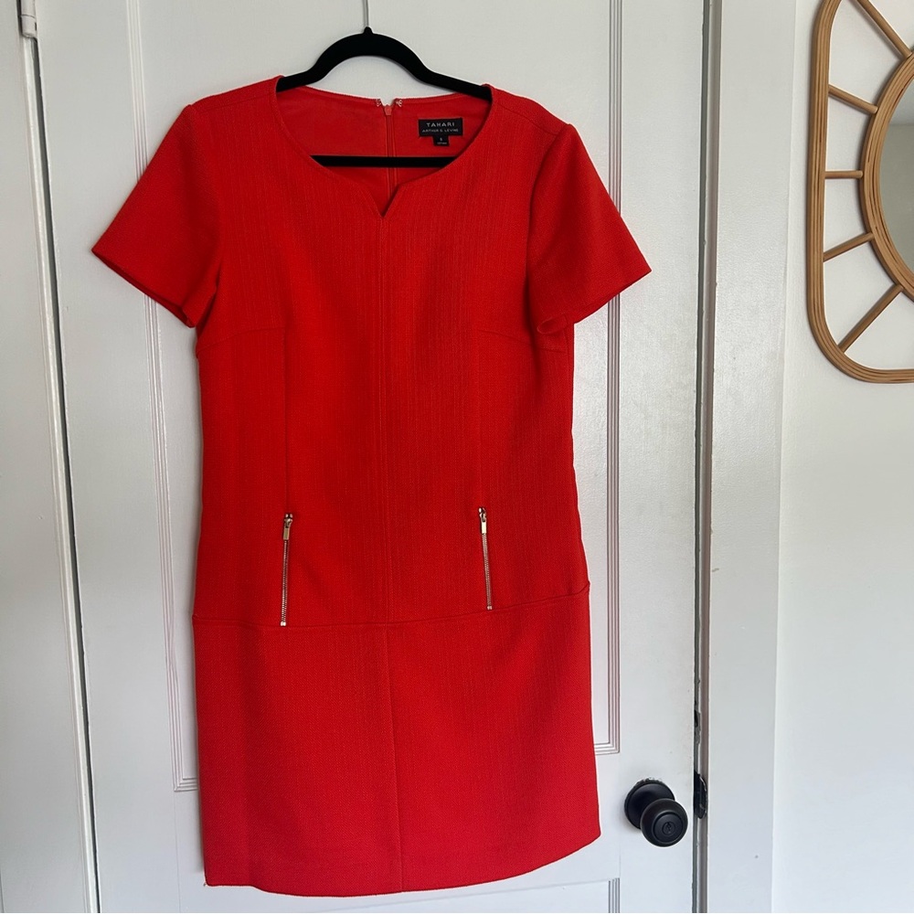 Tahari Short-sleeve Tweed-like Shift Dress